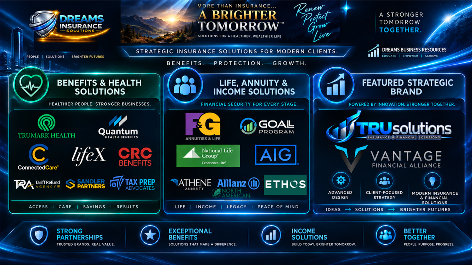 Dreams Insurance Solutions — benefits, life, annuity, and strategic brands